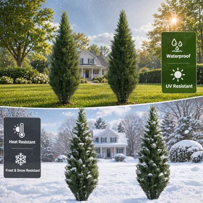 5Ft Artificial Cedar Topiary Trees with Pot - Realistic Outdoor & Indoor Decor