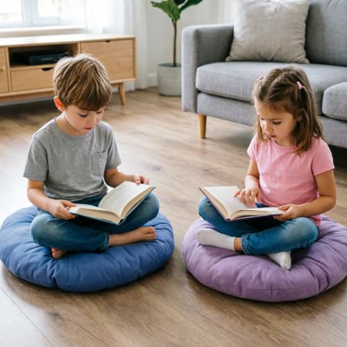12-Pack Round Floor Cushions for Kids and Toddlers - Flexible Seating for Classroom, Home, and Outdoor