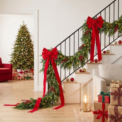 10FT Christmas Cedar Garland - Real Touch Faux Greenery Decor, Pack of 2