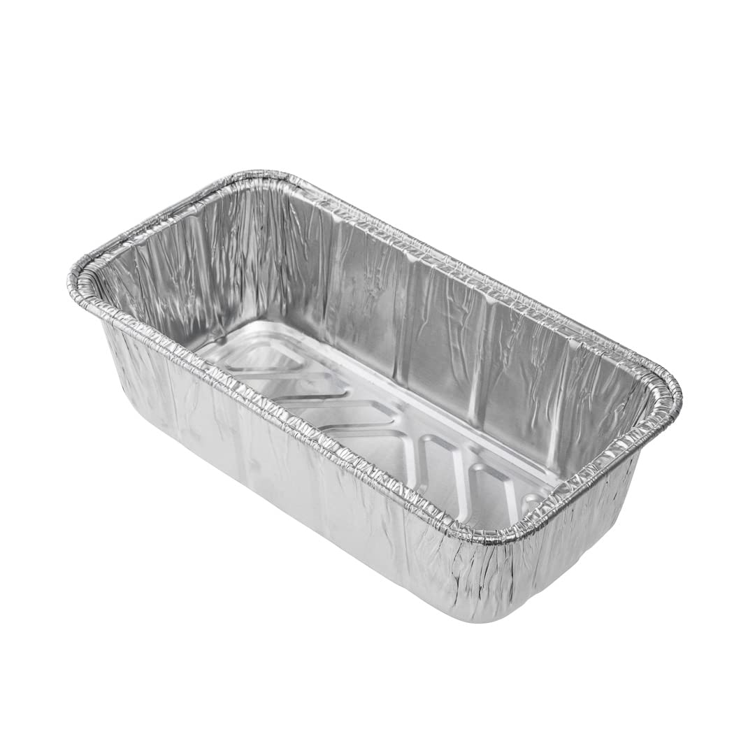 Restaurantware Pastry Tek 8.5 x 4.3 Inch Bread Pans 25 Oven-Ready Foil Pans - 2 LB Freezable Silver Aluminum Disposable Baking Pans Stackable For Meatloafs Banana Breads Or Pound Cakes