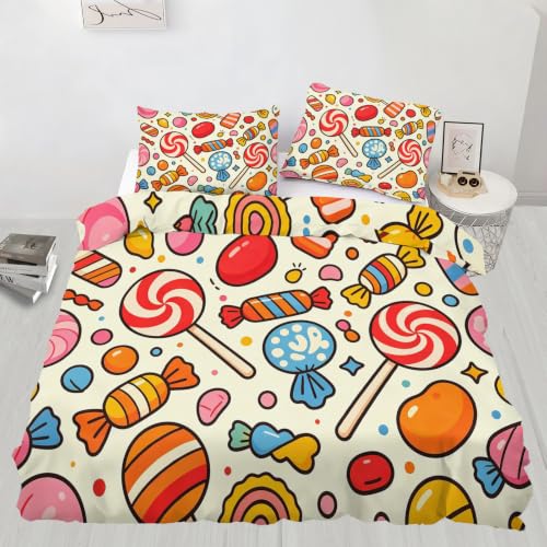 Pop Art Duvet Cover Queen Size - Retro Candy Comforter Cover Variation 11