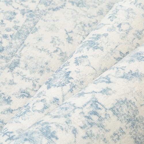 PureCozy 2' x 6' Scalloped Blue Runner Rug - Vintage Tribal Style, Non-Slip, Durable Indoor Carpet