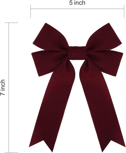 Meseey Burgundy Velvet Ribbon Bows - 12 Pcs for Christmas Wreaths & Gift Wrapping Decor