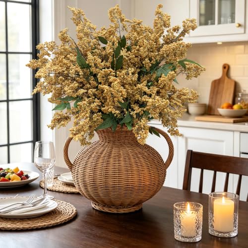Artificial Nandina Berry Stem - Yellow 4 Pack, Faux Flowers for Decor