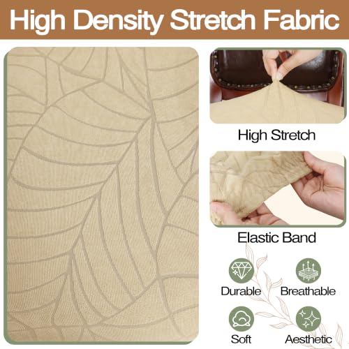 Cream Beige Large Dining Room Chair Seat Covers with Armrest Set of 2