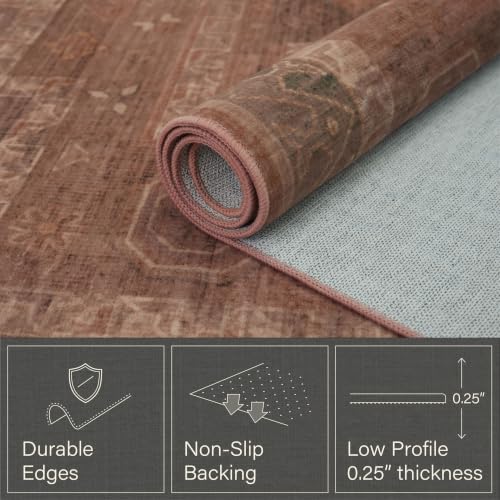 Terracotta Taupe 2x6 Hallway Runner Rug Farmhouse Rustic Boho Non-Slip