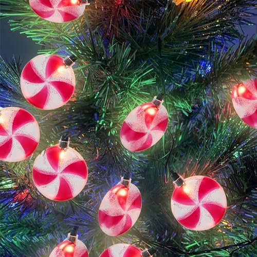 PASUTO 8.5Ft Candy String Lights with 10 LED Bulbs for Christmas Decorations - Indoor & Outdoor Holiday Decor