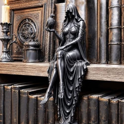 Gothic Resin Raven Shelf Sitter Statue Dark Macabre Witchy Desk & Bookshelf 16cm