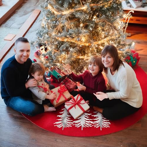 Allwind 36 Inch Red Christmas Tree Skirt Faux Fur Holiday Decor for 4-6Ft Tree