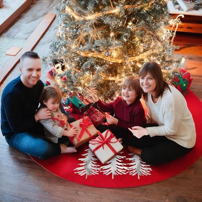 Allwind 36 Inch Red Christmas Tree Skirt Faux Fur Holiday Decor for 4-6Ft Tree