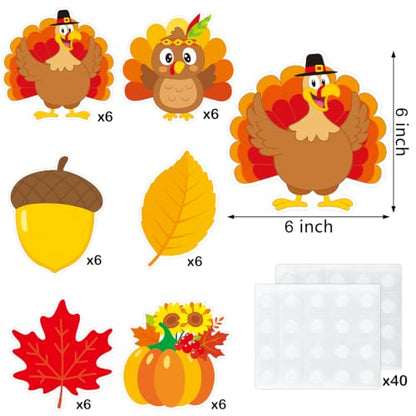 Thanksgiving Turkey Cutouts for Bulletin Boards - 36 Pack, Fall Classroom Decor