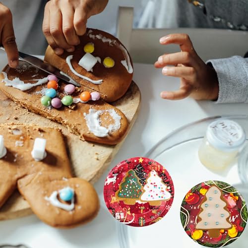 Christmas Paper Plates Disposable 48 Pcs Watercolor Pine Holiday Dinnerware - Style 3