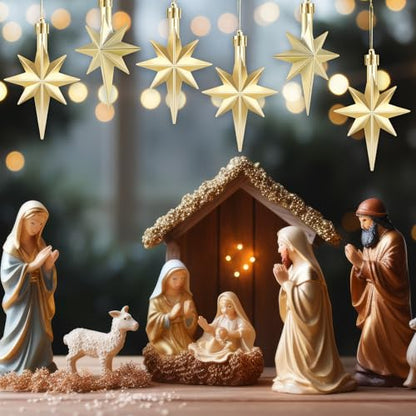 Champagne Bethlehem Star Ornaments - 24 Pack Christmas Tree Decorations