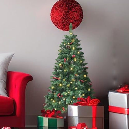 4ft Pre-lit Artificial Christmas Tree with LED Lights, Berries & Pinecones