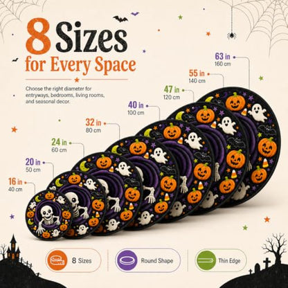 3D Halloween Rug Indoor Black Cat Vortex Optical Illusion, 32 Inch - Variation: Black Cat / 2'8" Round