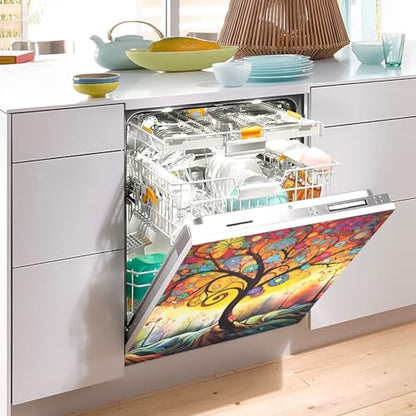 Abstract Tree Dishwasher Magnet Cover Sticker - 23 x 26 in - Magnetic Refrigerator Panel