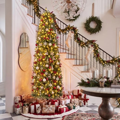 6 Ft Prelit Pencil Christmas Tree with RGBW Lights - App Control, Green