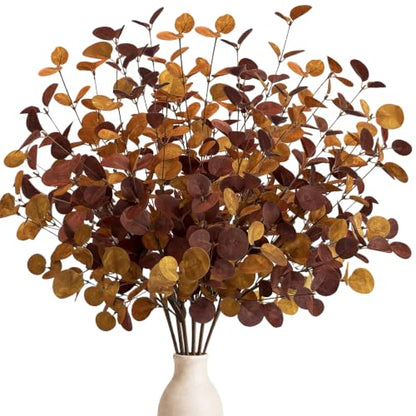 Fall Decor 6 Pack 28-Inch Faux Eucalyptus Stems for Autumn Home Decor