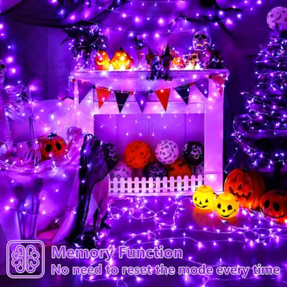 Halloween String Lights Purple 165ft 500 LED - Outdoor Indoor Decor - Variation of Purple / 500 LED