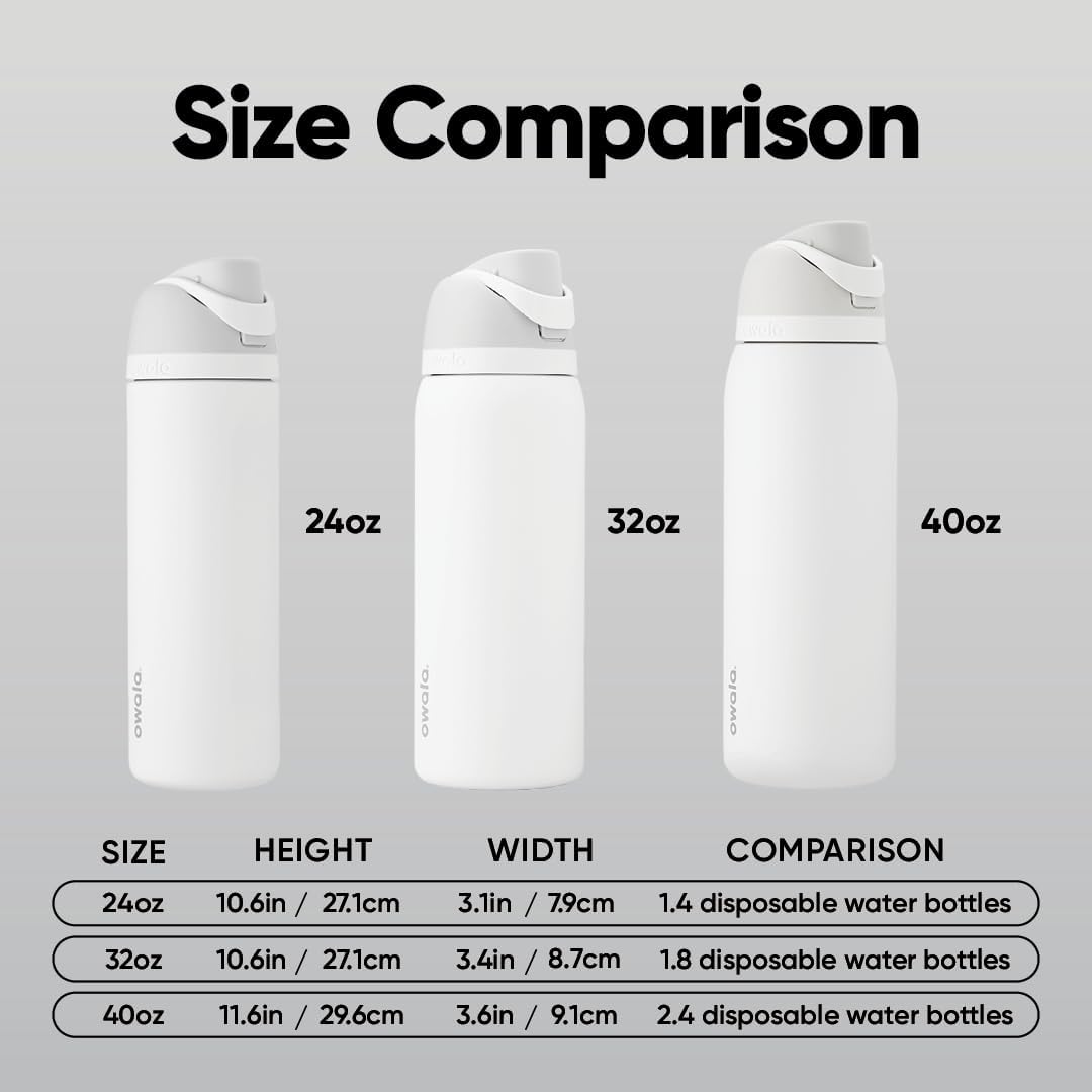 Owala FreeSip Insulated Stainless Steel Water Bottle - BPA-Free, 24 Oz, Shy Marshmallow | Perfect for Travel