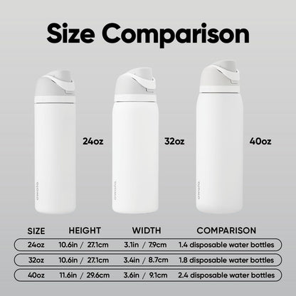 Owala FreeSip Insulated Stainless Steel Water Bottle - BPA-Free, 24 Oz, Shy Marshmallow | Perfect for Travel