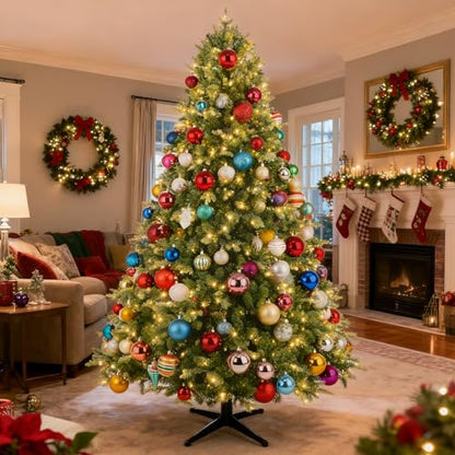 Pre-Lit 6ft Rotating Christmas Tree with 360° Base, 860 Tips, 8 Lighting Effects