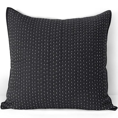 Seed Stitch Quilted Pillow Sham - Black Slate, Standard Size