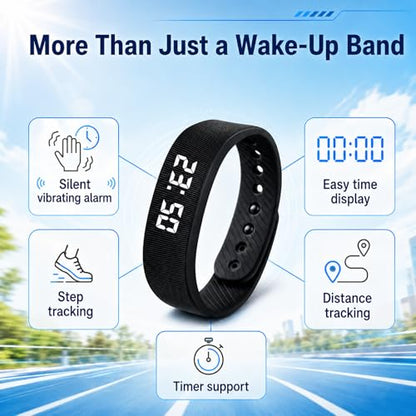 Heavy Sleepers Vibration Alarm Wristband - Silent Wake Up Watch with Time Display & Tracking - Variation 1