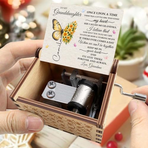 Personalized Granddaughter Music Box with Birth Flower & Heartfelt Message