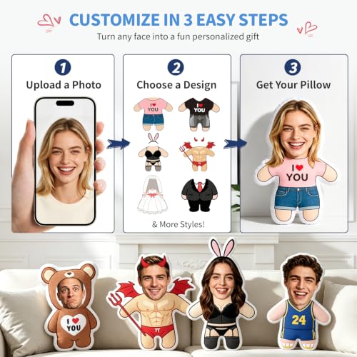 Custom Face Pillow with Body - Double Sided Personalizable Plush, Face1