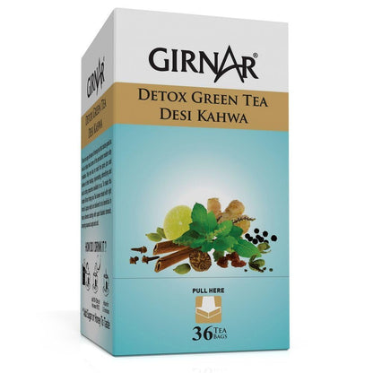 Girnar Detox Green Desi Kahwa ( green tea) - 36 Teabags (Pack of 2)