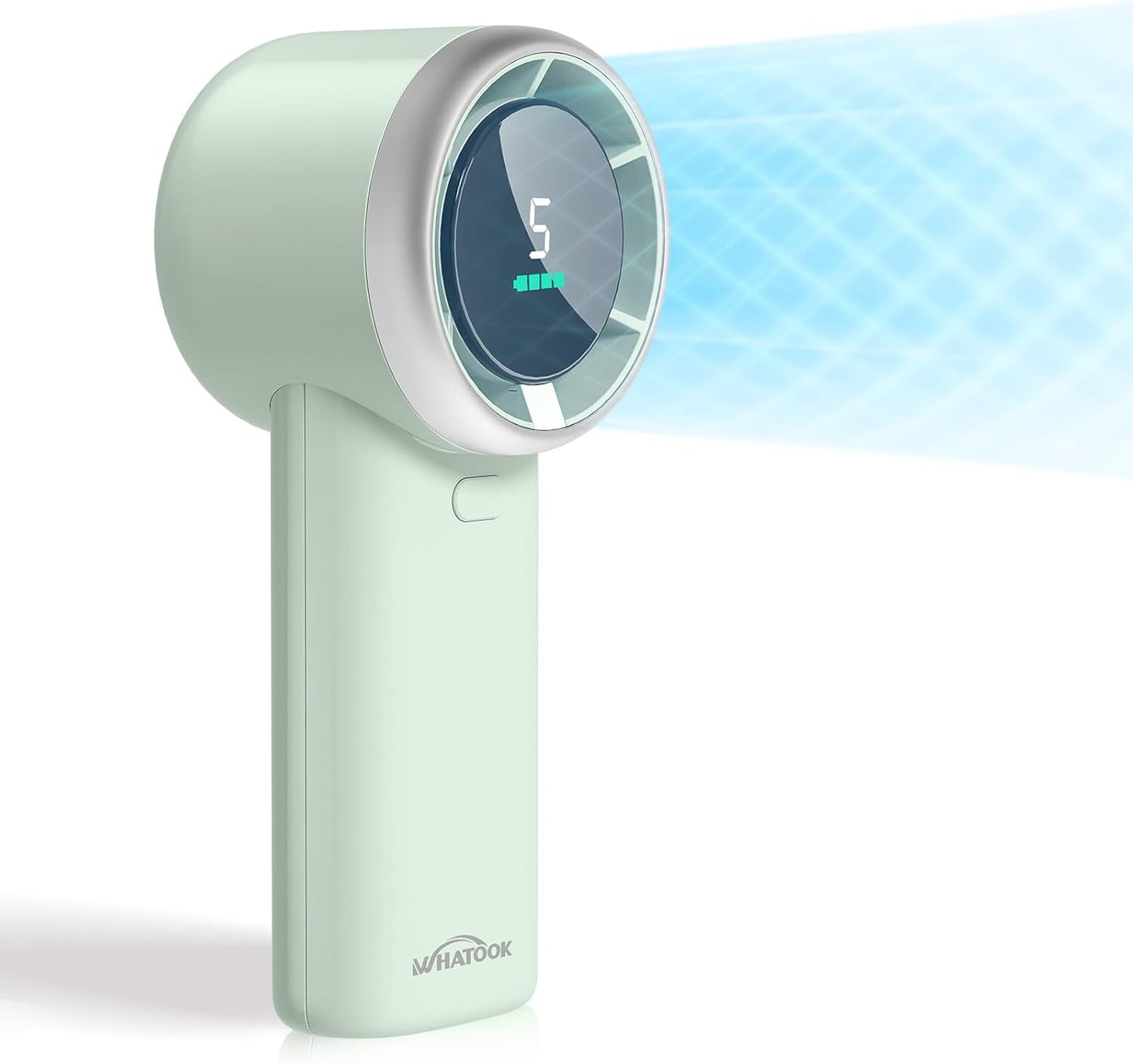 WHATOOK Portable Handheld Mini Fan - High-Speed Cooling with 10-Hour Battery Life | USB Rechargeable, Green
