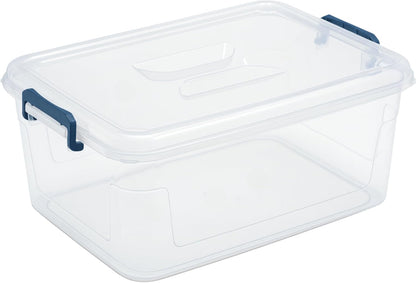 Tribello Clear Plastic Storage Bins with Lids - Stackable 21 Qt Containers for Organized Spaces