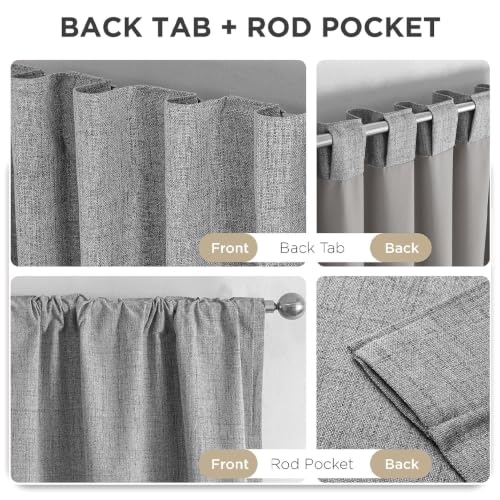 Grey PFAS Free Blackout Curtain Set 52x84 Inches - 2 Panels for Bedroom & Living Room