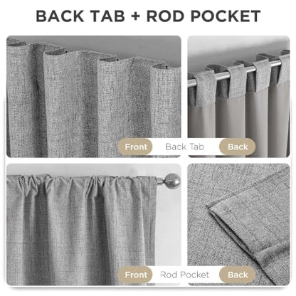 Grey PFAS Free Blackout Curtain Set 52x84 Inches - 2 Panels for Bedroom & Living Room