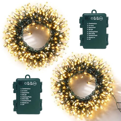 ITICdecor 2 Pack Battery Operated Fairy Lights Indoor Decor - Warm White, 120LED