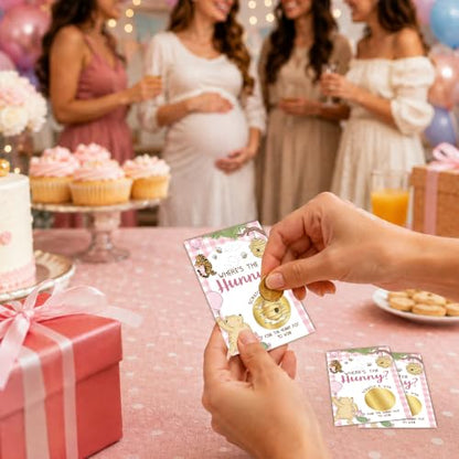 Pink Winnie Baby Shower Scratch Off Game Cards - Fun Raffle Activity