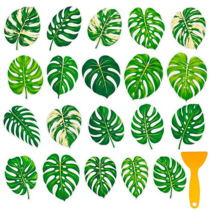 Bathtub Non Slip Stickers - Monstera Deliciosa Pattern, 20 Pcs Anti Slip Shower Decals with Scraper