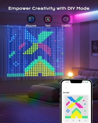 1600 RGB LED Smart Curtain Lights with APP Control 6.6x6.6Ft - Waterproof Outdoor Indoor