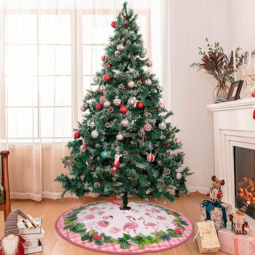 Pink Flamingos Christmas Tree Skirt 36 Inch Holiday Decor - Medium Flamingos