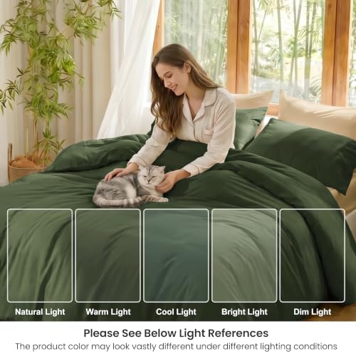 Queen Size Bamboo Rayon Duvet Cover Set - Silky Soft, Breathable & Cool