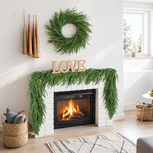 6ft Real Touch Norfolk Pine Garland for Christmas Holiday Decorations - Indoor & Outdoor