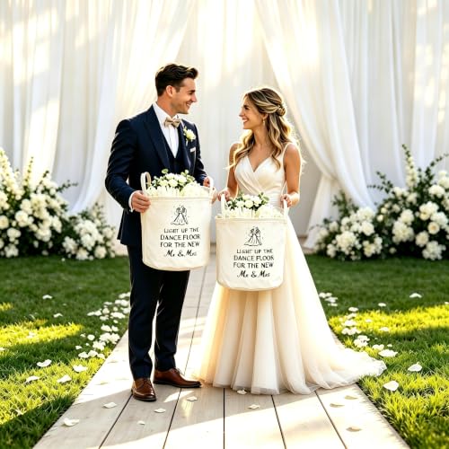 White Felt Wedding Baskets with Handles – Large Storage for Flowers, Favors & Party Decor (2 Pack)