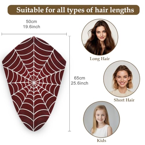 Microfiber Hair Towel Wrap with Bright Gradient Spider Web Print - 25.6x9.8 inch