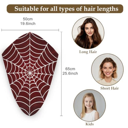 Microfiber Hair Towel Wrap with Bright Gradient Spider Web Print - 25.6x9.8 inch