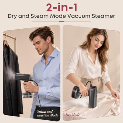 Handheld Garment Steamer with Vacuum Suction 6000Pa 3 Steam & Suction Levels