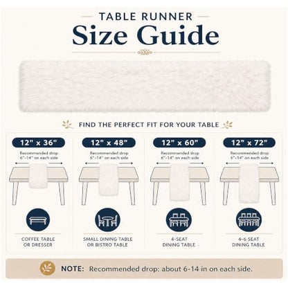 Faux Fur Table Runner 12x36 Inch White Christmas Decor Cozy Holiday Dining