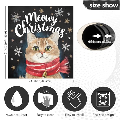 Christmas Cat Dishwasher Magnet Cover - Snowflake Winter Decor, 23x26 inches
