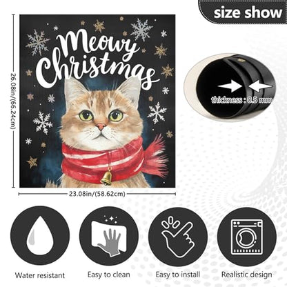 Christmas Cat Dishwasher Magnet Cover - Snowflake Winter Decor, 23x26 inches