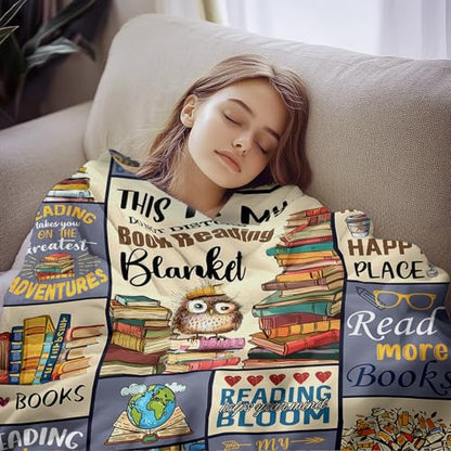 Reading Book Lovers Blanket - Cozy Fleece Oversized Throw 60x80 Inches - Variation of THIS listing
